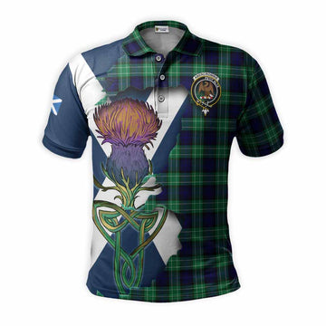 Abercrombie Tartan Family Crest Polo Shirt Scottish Thistle Celtic Inspired