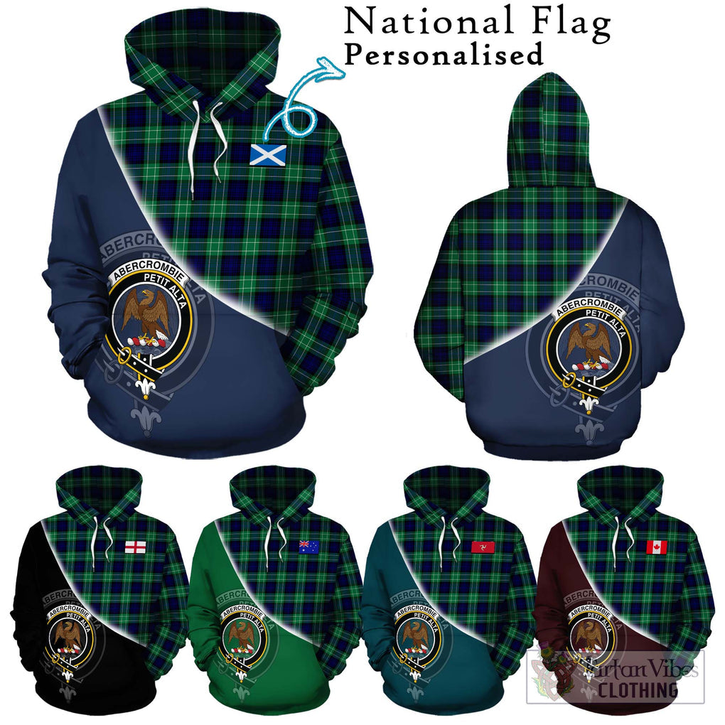 Abercrombie Tartan Hoodie with Personalised National Flag and Family Crest Half Style Zip Hoodie - Tartanvibesclothing Shop