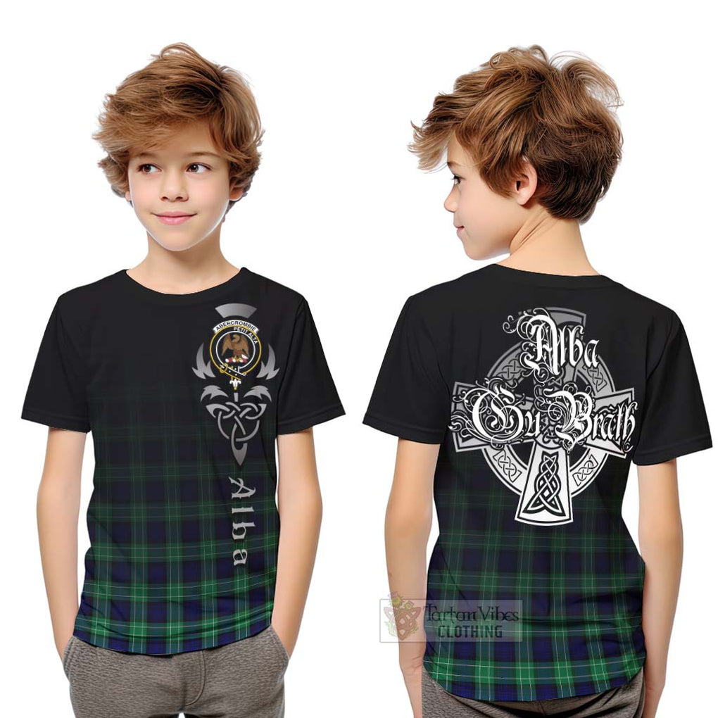 Tartan Vibes Clothing Abercrombie Tartan Kid T-Shirt Featuring Alba Gu Brath Family Crest Celtic Inspired