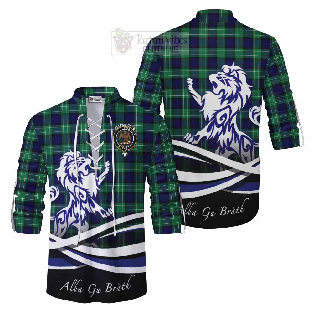 Tartan Vibes Clothing Abercrombie Tartan Ghillie Kilt Shirt with Alba Gu Brath Regal Lion Emblem