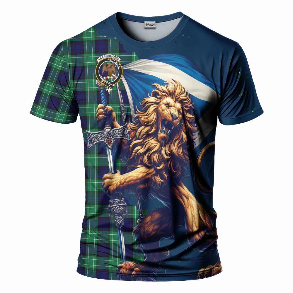 Tartan Vibes Clothing Abercrombie Tartan Family Crest T-Shirt with Scottish Majestic Lion