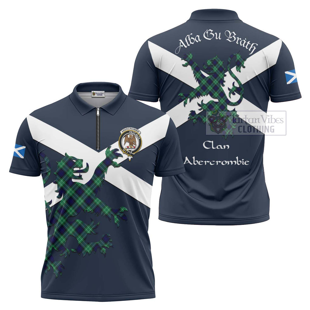 Tartan Vibes Clothing Abercrombie Tartan Lion Rampant Zipper Polo Shirt – Proudly Display Your Heritage with Alba Gu Brath and Clan Name