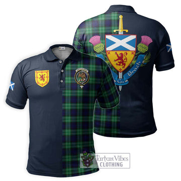 Abercrombie Tartan Polo Shirt Alba with Scottish Lion Royal Arm Half Style