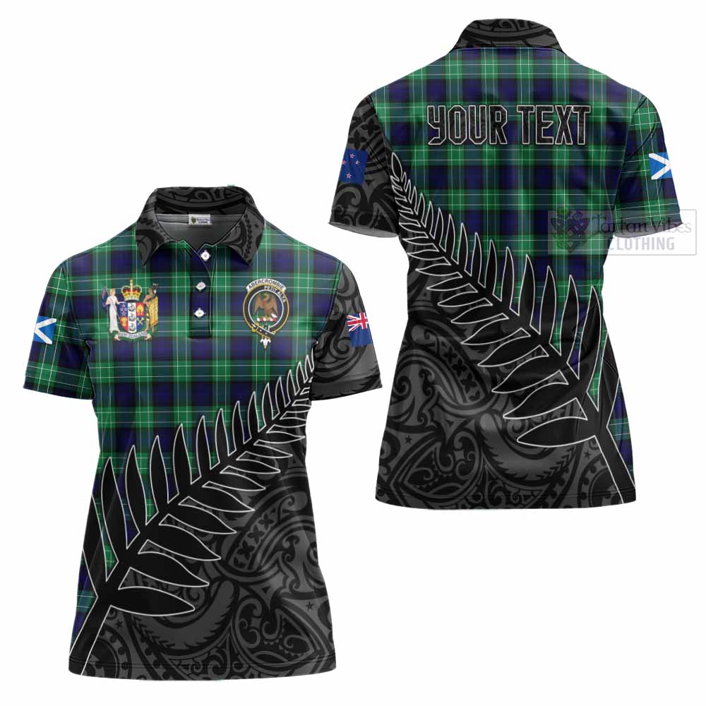 Tartan Vibes Clothing Abercrombie Crest Tartan Women's Polo Shirt with New Zealand Silver Fern Half Style