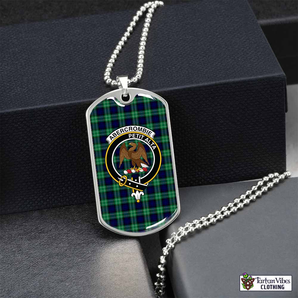 Tartan Vibes Clothing Abercrombie Tartan Dog Tag Necklace with Family Crest