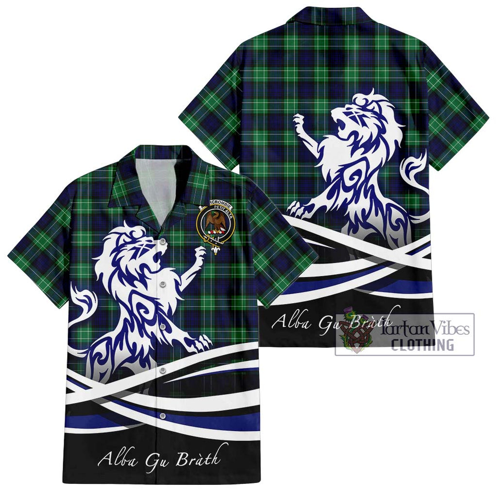 Abercrombie Tartan Short Sleeve Button Shirt with Alba Gu Brath Regal Lion Emblem Kid - Tartanvibesclothing Shop