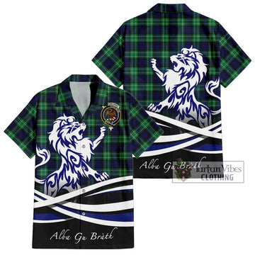 Abercrombie Tartan Short Sleeve Button Shirt with Alba Gu Brath Regal Lion Emblem