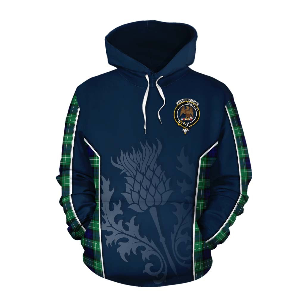 Tartan Vibes Clothing Abercrombie Tartan Cotton Hoodie with Family Crest and Scottish Thistle Vibes Sport Style