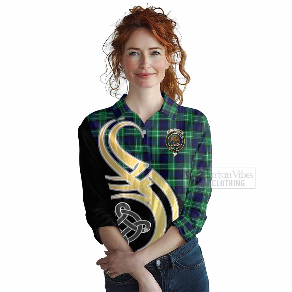 Tartan Vibes Clothing Abercrombie Tartan Women's Casual Shirt with Family Crest and Celtic Symbol Style