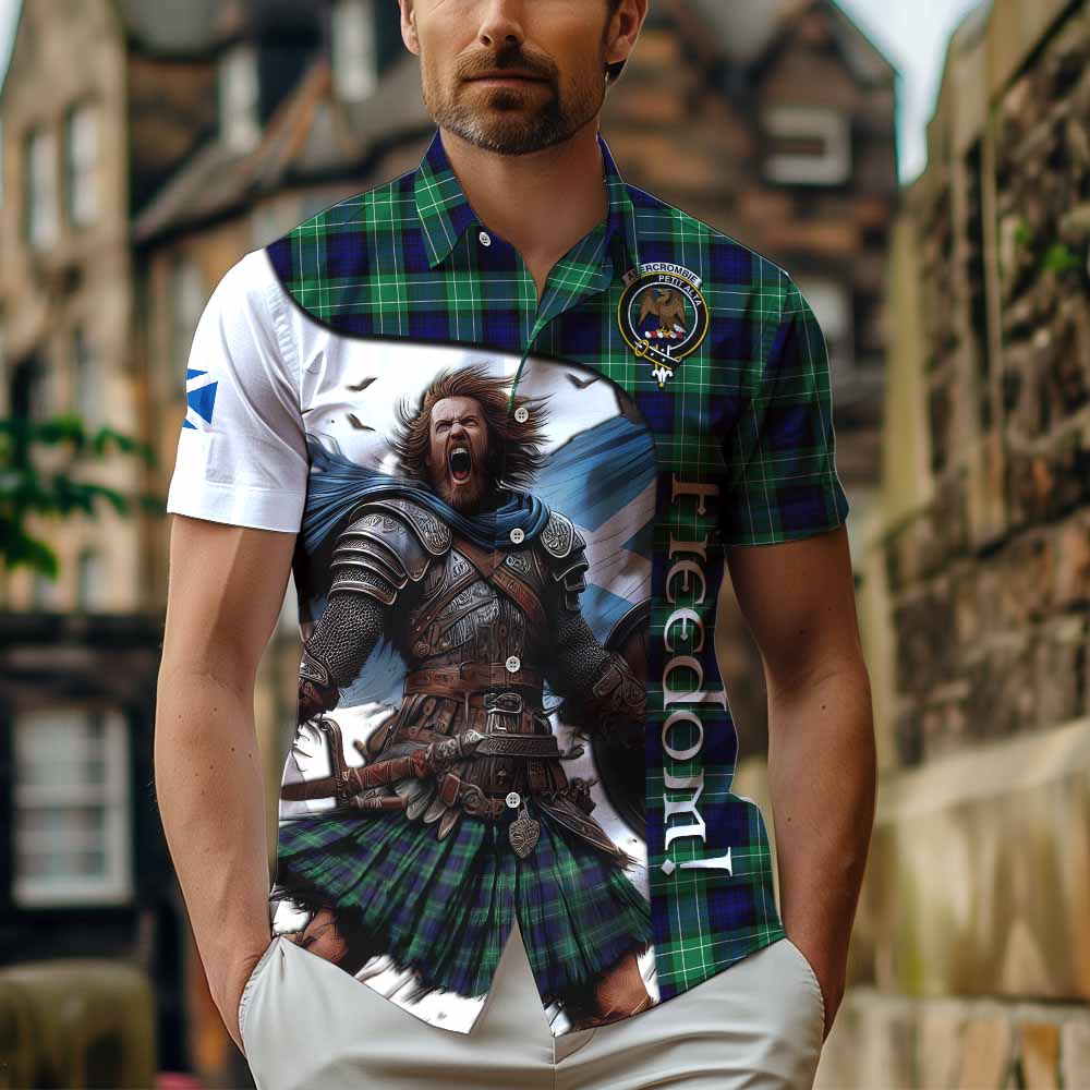 Tartan Vibes Clothing Abercrombie Crest Tartan Short Sleeve Button Shirt Inspired by the Freedom of Scottish Warrior