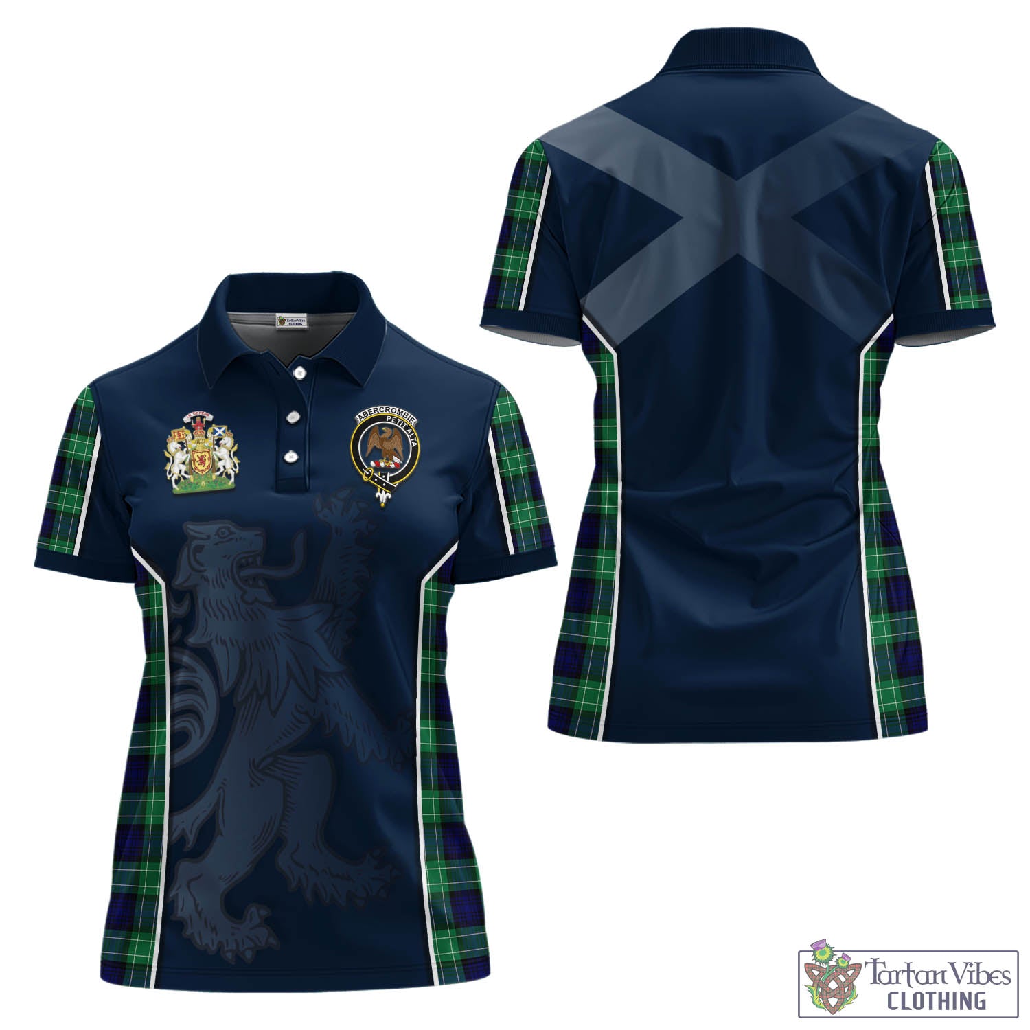 Tartan Vibes Clothing Abercrombie Tartan Women's Polo Shirt with Family Crest and Lion Rampant Vibes Sport Style