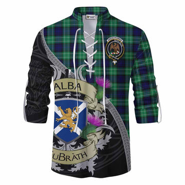 Abercrombie Tartan Family Crest Ghillie Kilt Shirt Lion Rampant Royal Thistle Shield Celtic Inspired Men - Tartan Vibes Clothing