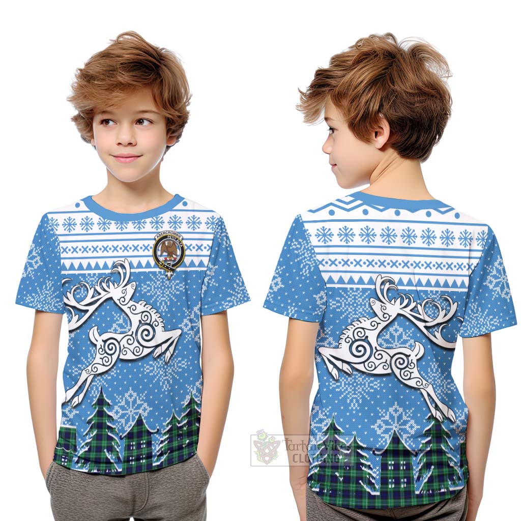 Tartan Vibes Clothing Abercrombie Clan Christmas Kid T-Shirt Celtic Reindeer Style