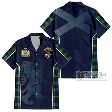 Abercrombie Tartan Short Sleeve Button Shirt with Family Crest and Lion Rampant Vibes Sport Style