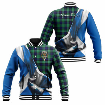 Abercrombie Tartan Baseball Jacket with Family Crest Scotland Patriotic Style