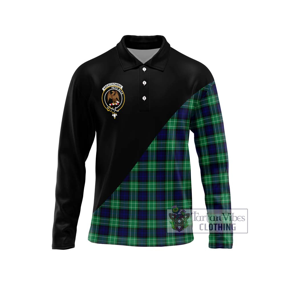 Abercrombie Tartan Long Sleeve Polo Shirt with Family Crest and Military Logo Style Unisex - Tartanvibesclothing Shop