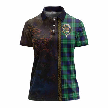 Abercrombie Tartan Family Crest Women's Polo Shirt Alba Gu Brath Be Brave Lion Ancient Style