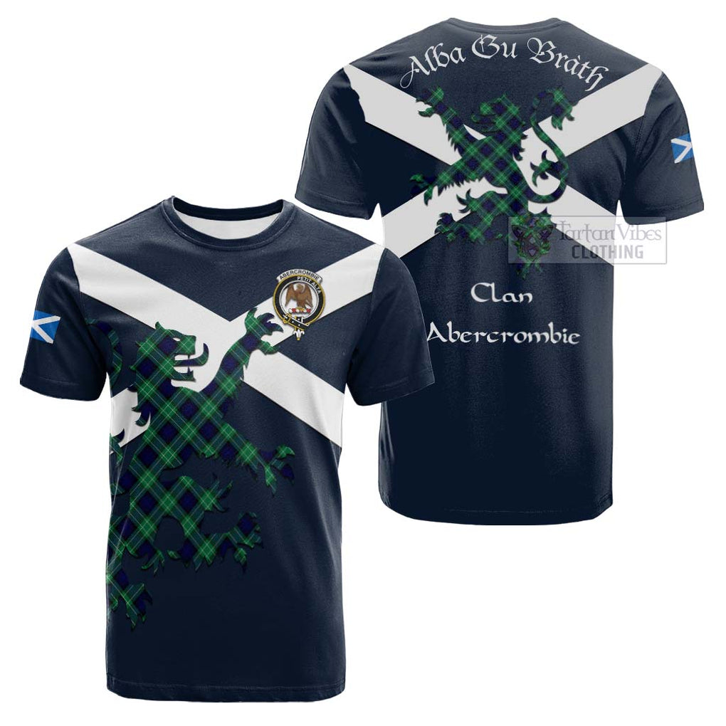 Tartan Vibes Clothing Abercrombie Tartan Lion Rampant Cotton T-shirt – Proudly Display Your Heritage with Alba Gu Brath and Clan Name