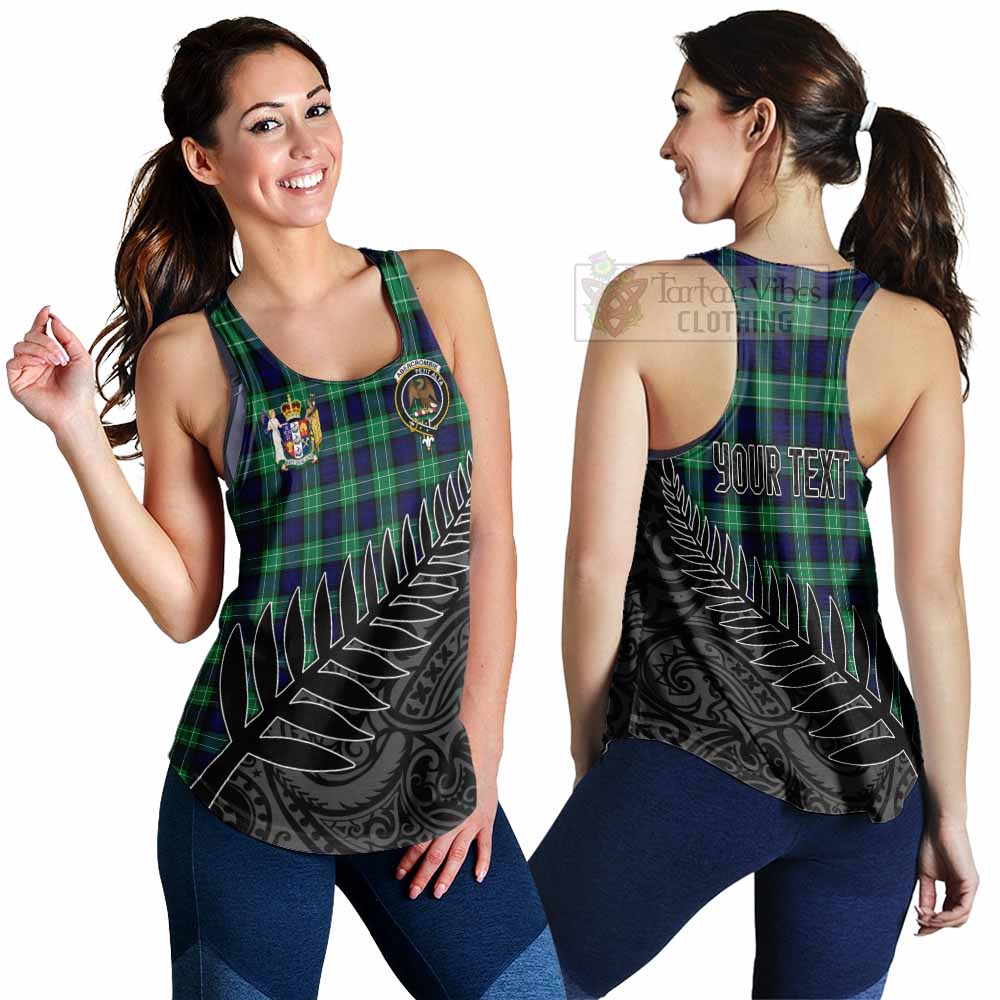 Tartan Vibes Clothing Abercrombie Crest Tartan Women's Racerback Tanks with New Zealand Silver Fern Half Style