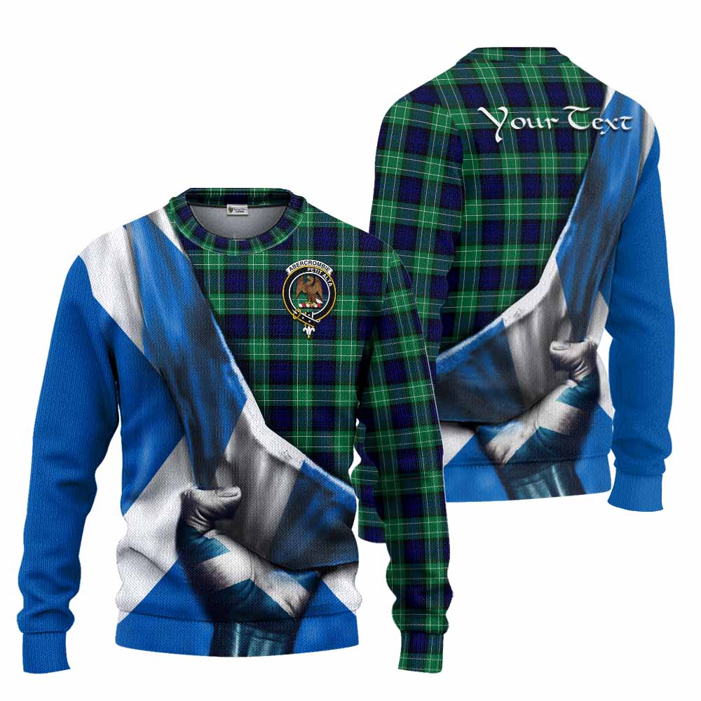 Tartan Vibes Clothing Abercrombie Tartan Knitted Sweater with Family Crest Scotland Patriotic Style