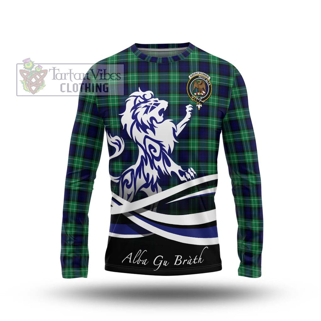 Abercrombie Tartan Long Sleeve T-Shirt with Alba Gu Brath Regal Lion Emblem Unisex - Tartanvibesclothing Shop