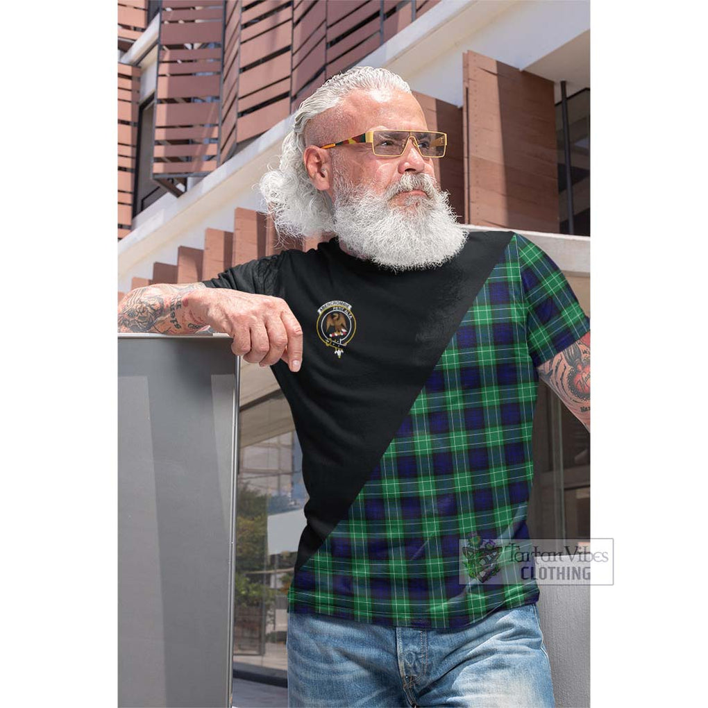 Tartan Vibes Clothing Abercrombie Tartan Cotton T-shirt with Family Crest and Military Logo Style