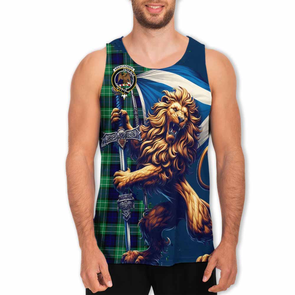 Tartan Vibes Clothing Abercrombie Tartan Family Crest Men's Tank Top with Scottish Majestic Lion