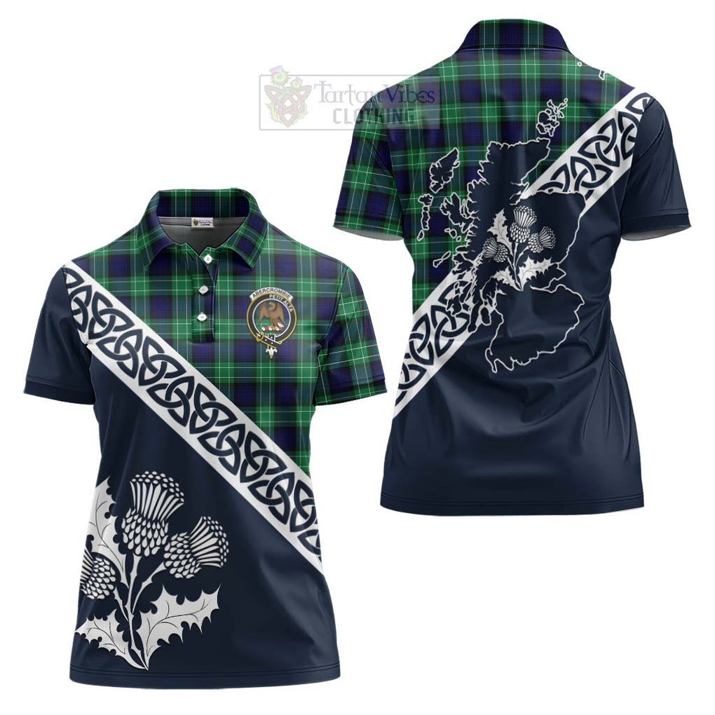 Tartan Vibes Clothing Abercrombie Tartan Women's Polo Shirt Featuring Thistle and Scotland Map