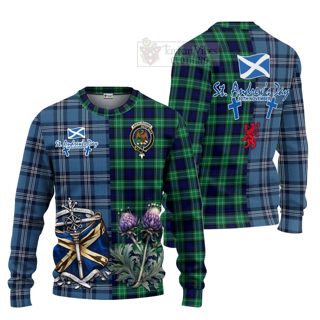 Tartan Vibes Clothing Abercrombie Tartan Knitted Sweater Happy St. Andrew's Day Half Tartan Style