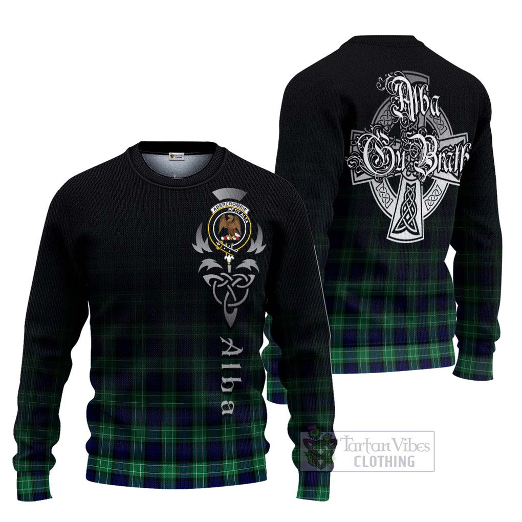 Tartan Vibes Clothing Abercrombie Tartan Knitted Sweater Featuring Alba Gu Brath Family Crest Celtic Inspired