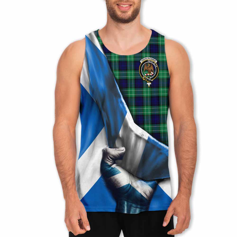 Tartan Vibes Clothing Abercrombie Tartan Men's Tank Top with Family Crest Scotland Patriotic Style