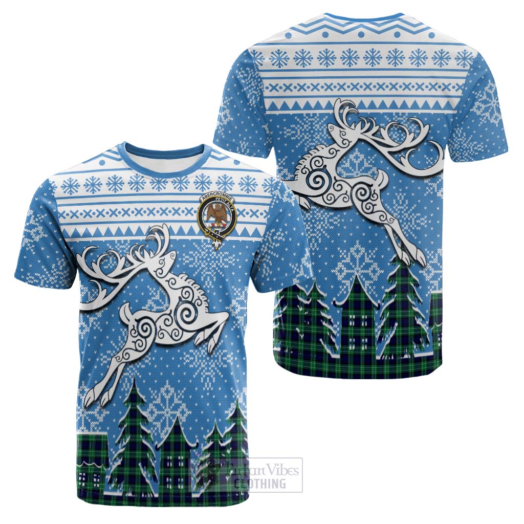 Tartan Vibes Clothing Abercrombie Clan Christmas Cotton T-shirt Celtic Reindeer Style