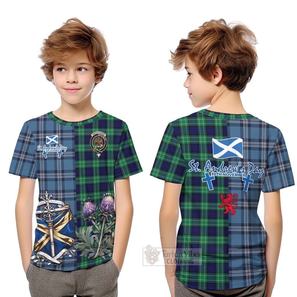 Tartan Vibes Clothing Abercrombie Tartan Kid T-Shirt Happy St. Andrew's Day Half Tartan Style