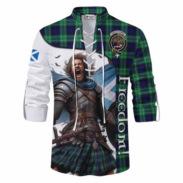 Abercrombie Crest Tartan Ghillie Kilt Shirt Inspired by the Freedom of Scottish Warrior