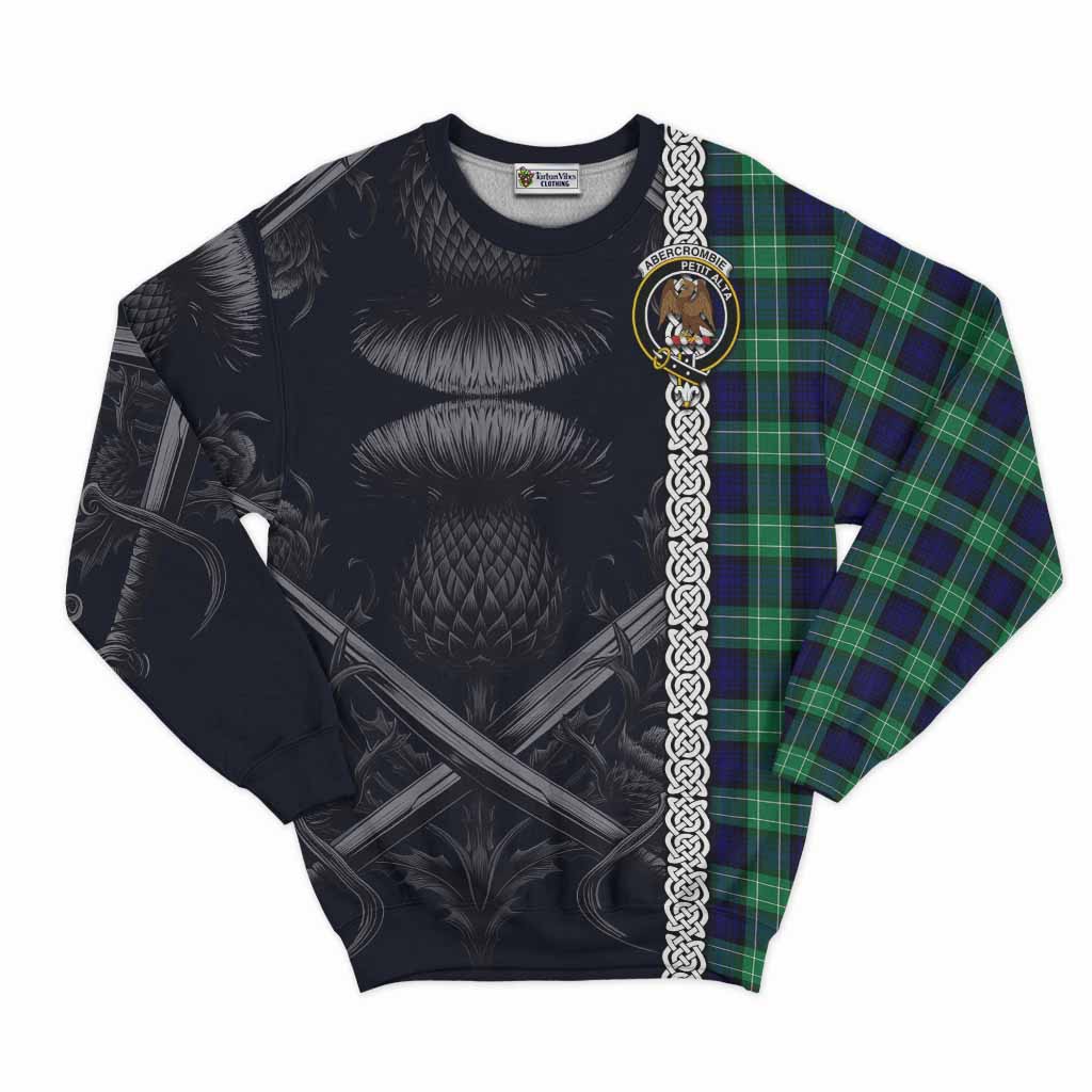 Tartan Vibes Clothing Abercrombie Tartan Sweatshirt with Family Crest Cross Sword Thistle Celtic Vibes