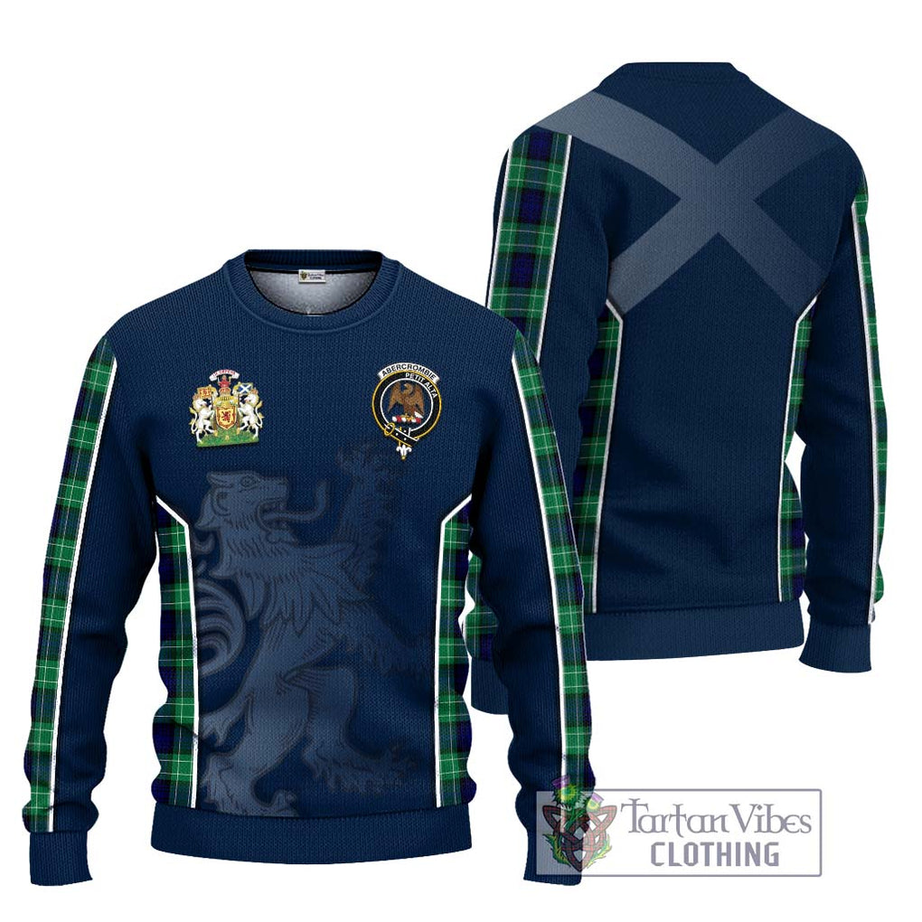 Abercrombie Tartan Knitted Sweater with Family Crest and Lion Rampant Vibes Sport Style Unisex - Tartan Vibes Clothing