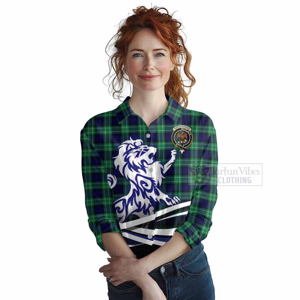 Tartan Vibes Clothing Abercrombie Tartan Women's Casual Shirt with Alba Gu Brath Regal Lion Emblem