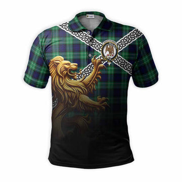 Abercrombie Crest Tartan Polo Shirt with Golden Lion Emblem Celtic Style Kid - Tartan Vibes Clothing