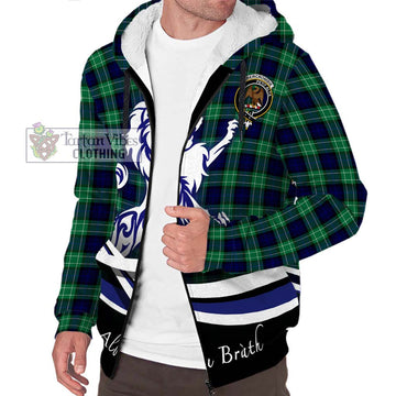 Abercrombie Tartan Sherpa Hoodie with Alba Gu Brath Regal Lion Emblem