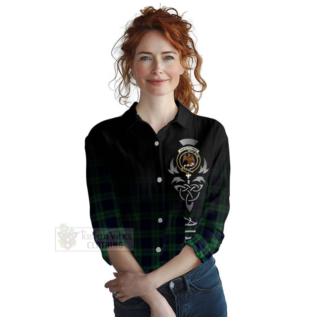 Tartan Vibes Clothing Abercrombie Tartan Women's Casual Shirt Featuring Alba Gu Brath Family Crest Celtic Inspired