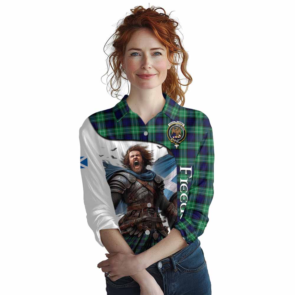 Tartan Vibes Clothing Abercrombie Crest Tartan Women's Casual Shirt Inspired by the Freedom of Scottish Warrior