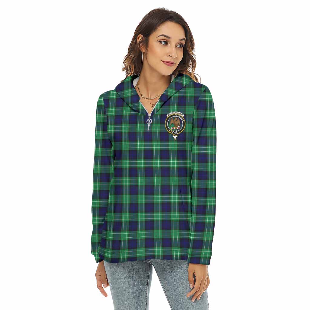 Abercrombie Tartan Women's Borg Fleece Hoodie with Half Zip with Family Crest Female - Tartan Vibes Clothing
