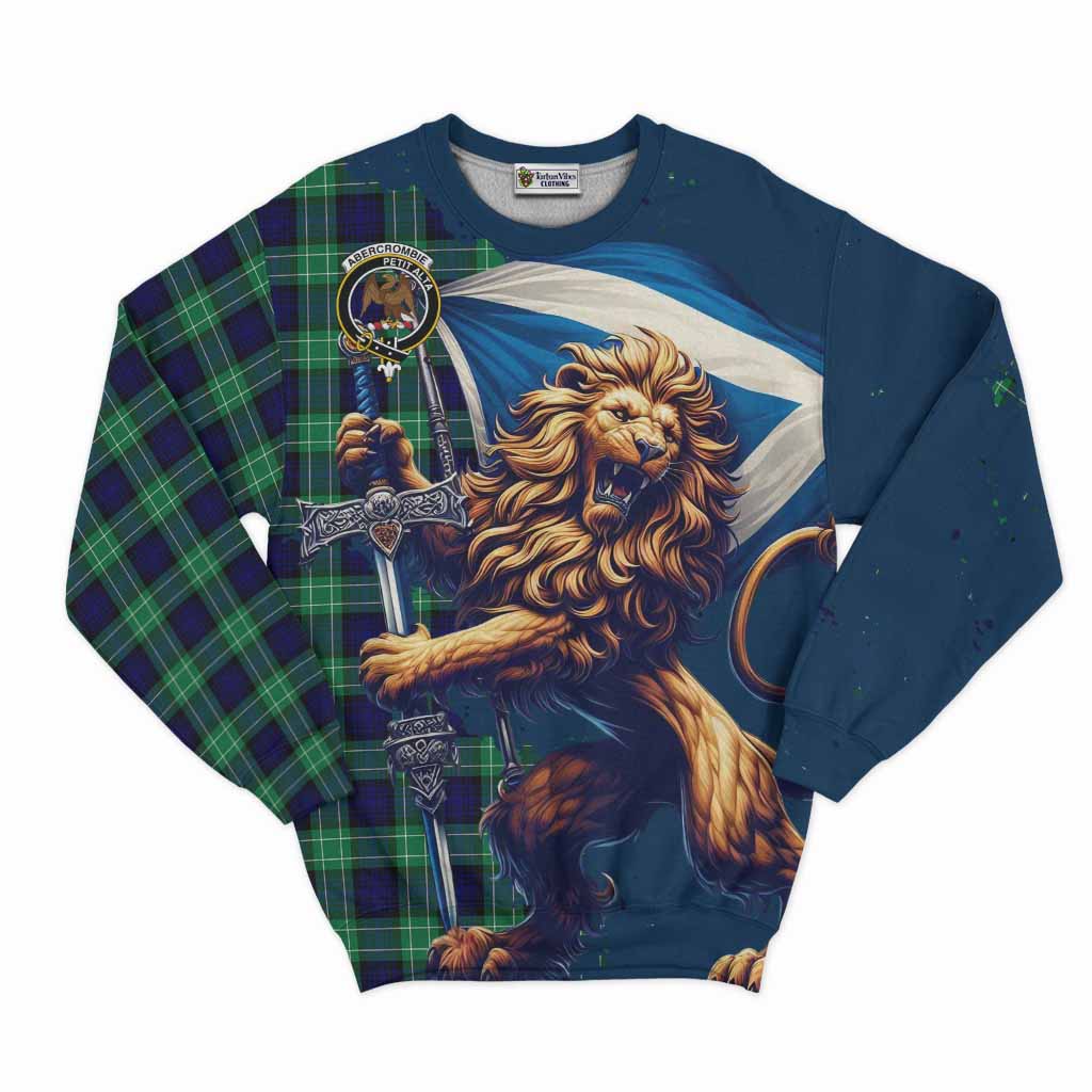 Tartan Vibes Clothing Abercrombie Tartan Family Crest Sweatshirt with Scottish Majestic Lion