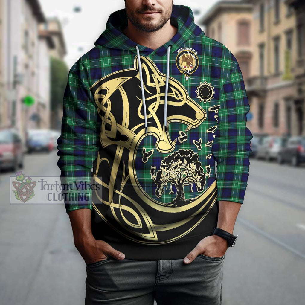 Abercrombie Tartan Hoodie with Family Crest Celtic Wolf Style Zip Hoodie - Tartan Vibes Clothing