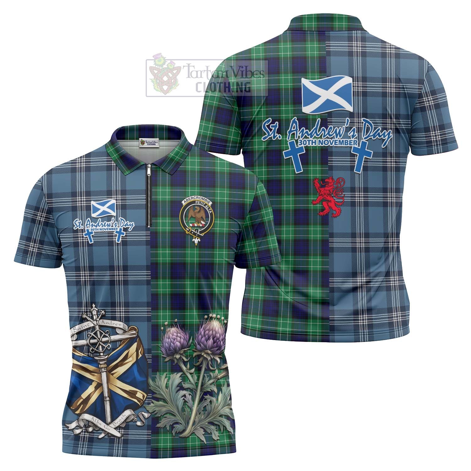 Tartan Vibes Clothing Abercrombie Tartan Zipper Polo Shirt Happy St. Andrew's Day Half Tartan Style