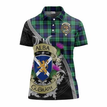 Abercrombie Tartan Family Crest Women's Polo Shirt Lion Rampant Royal Thistle Shield Celtic Inspired