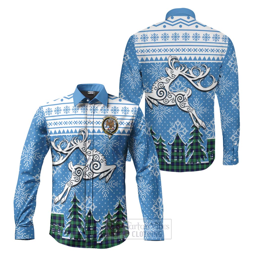 Tartan Vibes Clothing Abercrombie Clan Christmas Long Sleeve Button Shirt Celtic Reindeer Style