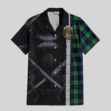 Abercrombie Tartan Hawaiian Shirt with Family Crest Cross Sword Thistle Celtic Vibes Kid - Tartan Vibes Clothing