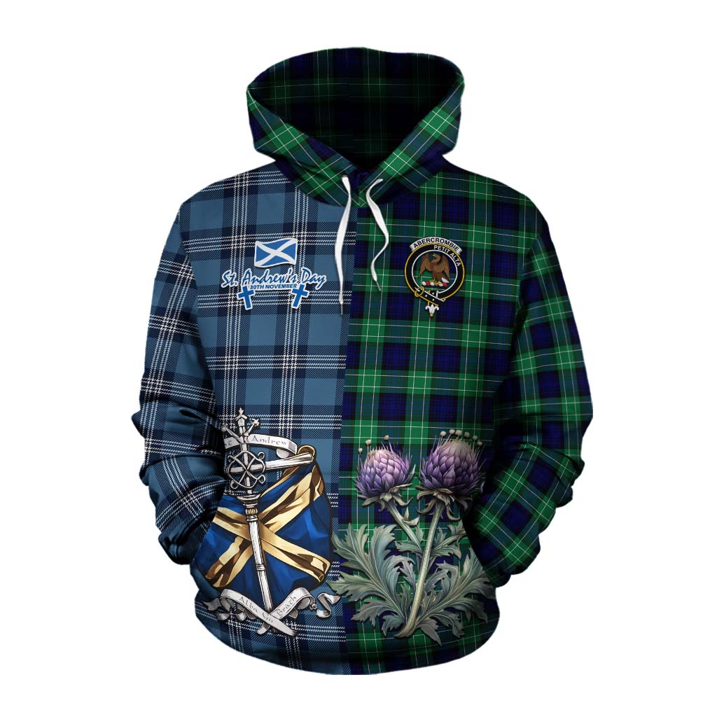 Tartan Vibes Clothing Abercrombie Tartan Cotton Hoodie Happy St. Andrew's Day Half Tartan Style