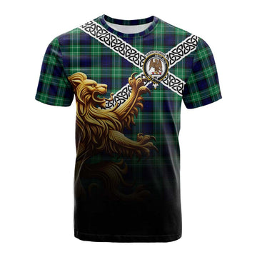 Abercrombie Crest Tartan Cotton T-shirt with Golden Lion Emblem Celtic Style Kid's Shirt - Tartan Vibes Clothing